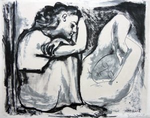 Obra: Adormecido y mujer acurrucada - Pablo Picasso