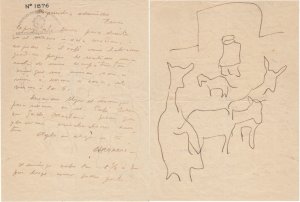 Obra: Carta de Rafael Barradas a Ferrn con ilustracin en reverso - Rafael Barradas