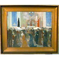 Obra: La procesin entra al templo - Pedro Figari